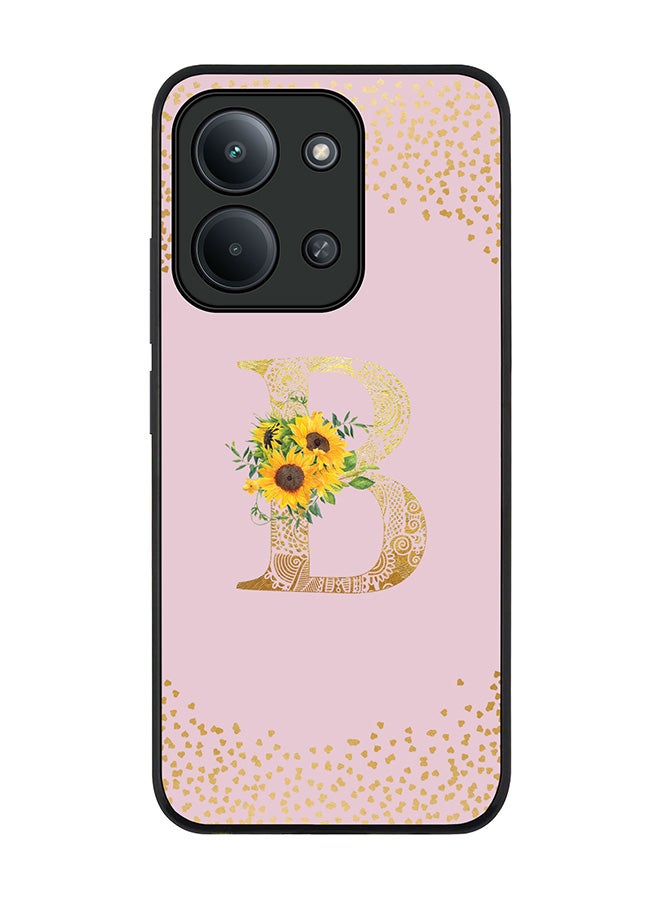 For Xiaomi Redmi 15C 4G Case,Slim fit Camera Protection, Shockproof Thin Phone cover  - Custom Floral Monogram - B  (Pink )